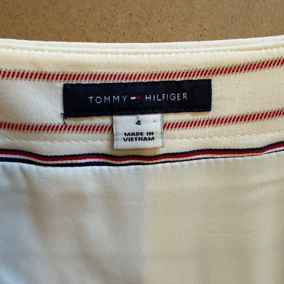 Tommy Hilfiger Dress Womens 4 Belted Cream Red Pinstripe Sheath Nautical Preppy - Picture 10 of 12